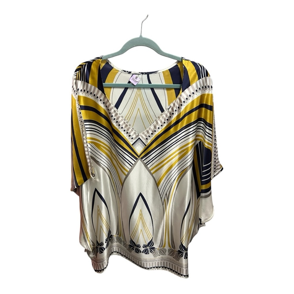 Ted Baker Yellow and Black Boxy Silk Blouse